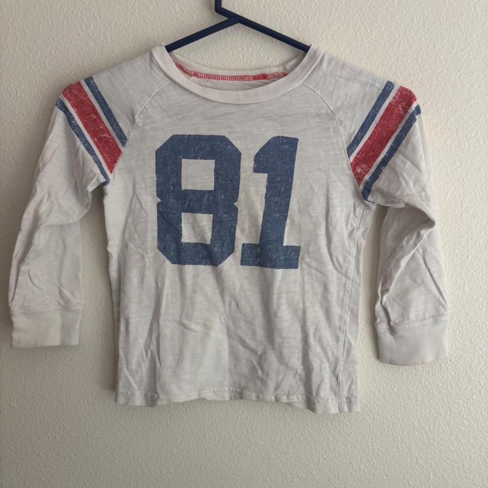Carters Boys White Long Sleeve Graphic T-Shirt Varsity 81 Striped Size 5 263G428